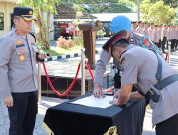 Kapolres Nganjuk Pimpin Serah Terima Jabatan Kabaglog, Kasat Bimas dan Kapolsek Ngluyu