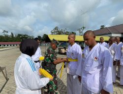 Latih Kemampuan Bela Diri, Satdik – 3 Kodiklatal Laksanakan Kenaikan Sabuk Karate Siswa dan Resmikan Dojo Karate