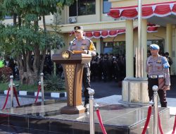 Polres Nganjuk Gelar Apel Pergeseran Pasukan Pengamanan Pengesahan Calon Warga Baru PSHT Pusat Madiun Cabang Nganjuk Tahun 2024