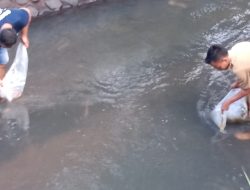 Polisi Bersama Perangkat Desa Tebar 10.000 Bibit Ikan di Bondowoso,Wujudkan Ketahanan Pangan