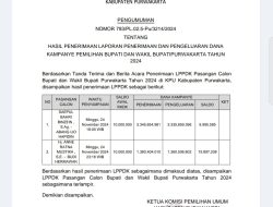 KPU Purwakarta Umumkan Laporkan Penerimaan dan Pengeluaran Dana Kampanye (LPPDK) Pemilihan Bupati dan Wakil Bupati Purwakarta Tahun 2024
