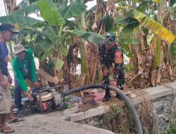 Wujudkan Ketahanan Pangan, Babinsa Bantu Petani Melakukan Pengairan Sawah dengan Pompanisasi