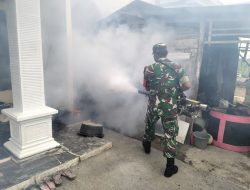 Babinsa 0817/09 Balongpanggang Laksanakan Fogging Cegah Demam Berdarah di Desa Wonorejo