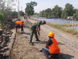 Tumbuhkan Semangat Gotong Royong, Babinsa Bantu Pasang Paving Block
