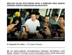 Plt Bupati Sidoarjo Keluarkan SE : Sekolah diminta Tangguhkan ODL di Luar Kabupaten Sidoarjo