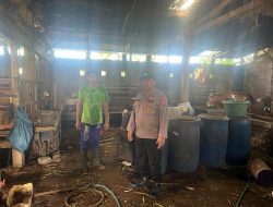 Bhabinkamtibmas Desa Pekarungan Cek Program Ketahanan Pangan P2B Peternakan Kambing dan Sapi