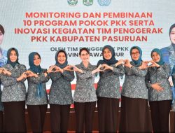 Ketua TP PKK Provinsi Jatim Lakukan Monitoring dan Pembinaan 10 Program Pokok di Kabupaten Pasuruan